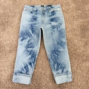 J. Jill Denim High-Rise Cropped Jeans Tie Dye Washed Out Folded Hem Women's 14P